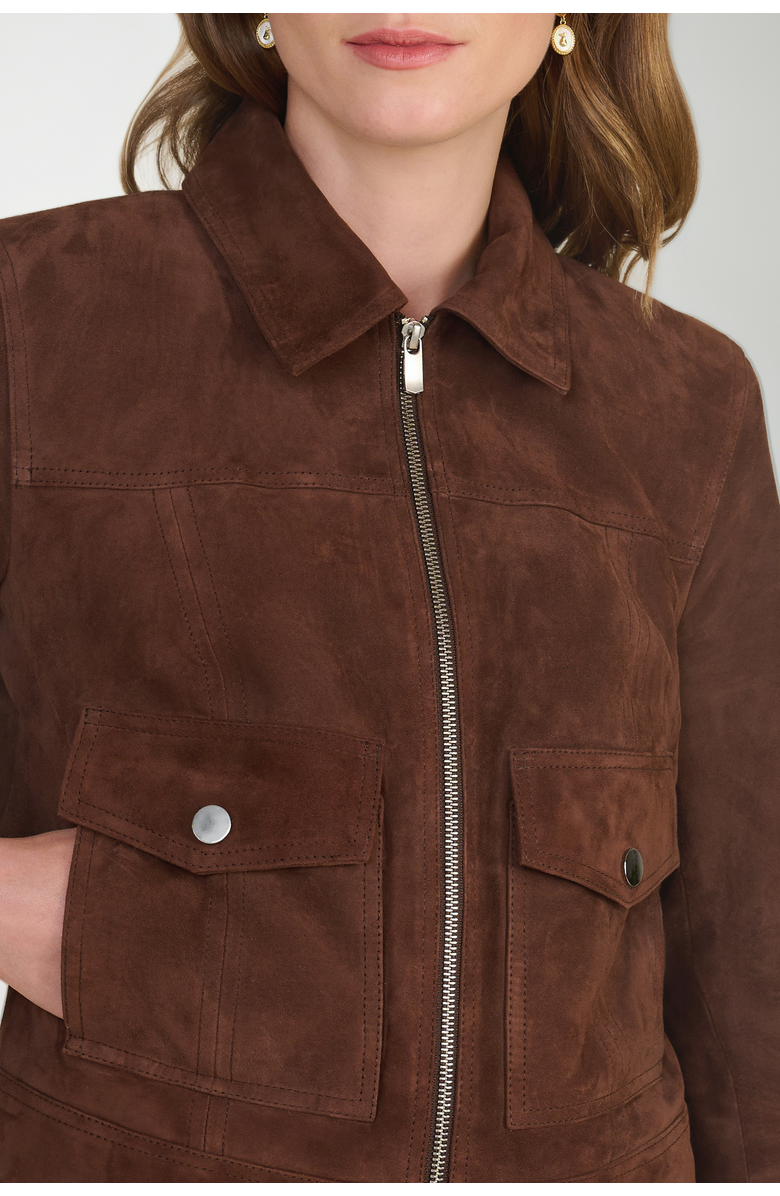 Furniq UK Isabella Suede Jacket, Alternate, color, Brown