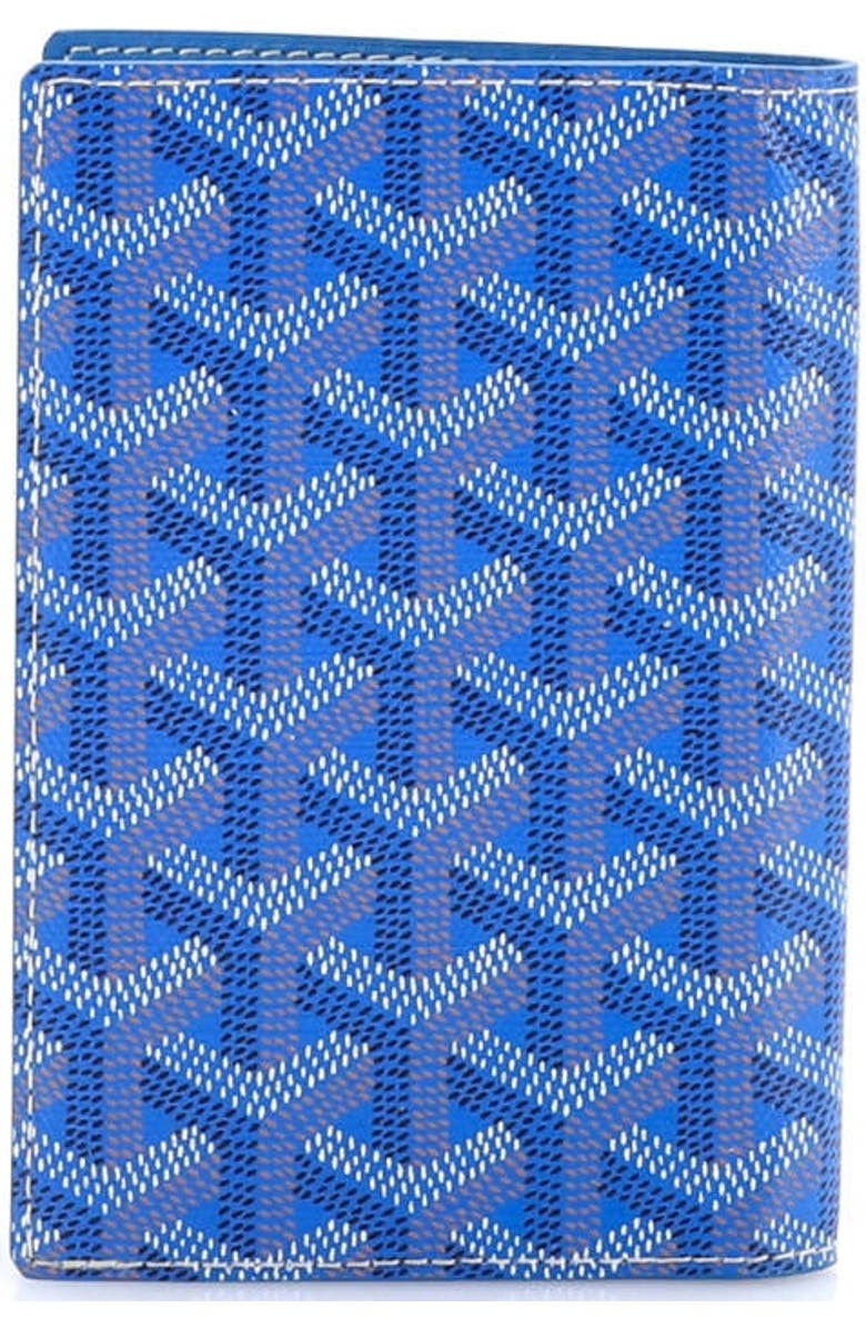 Pre-Owned Goyard Grenelle Passport Holder Coated Canvas, Alternate, color, Blue