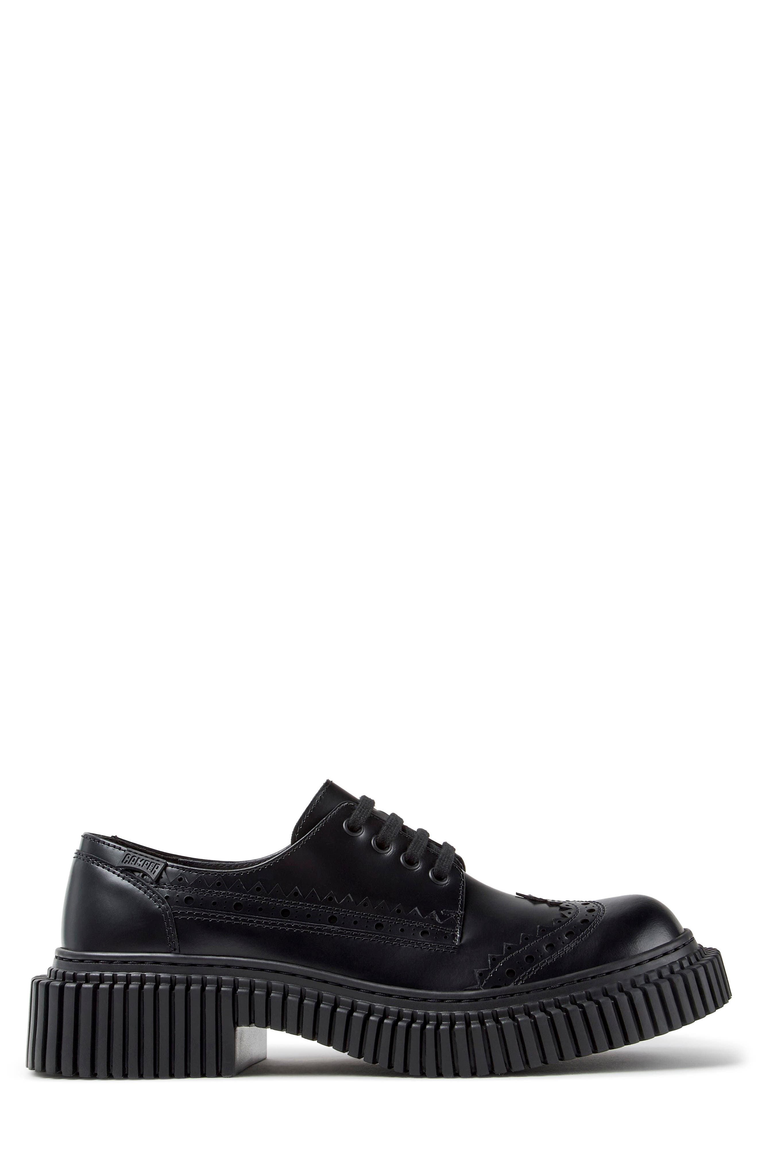 Pix Berlin Twins Leather Derby, Alternate, color, BLACK