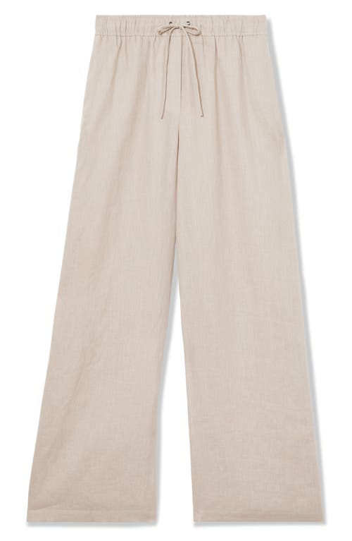 Reiss Willow Wide Leg Linen Blend Drawstring Pants In Black