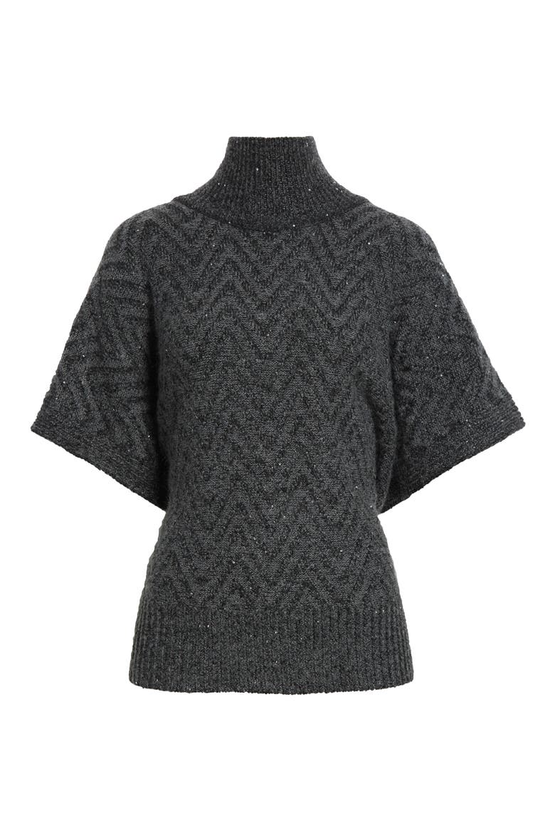 Zigzag Sequin Poncho, Alternate, color, 0001 GREY