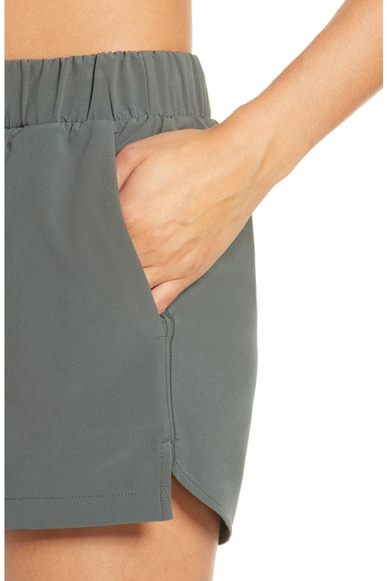 Taylor Getaway High Waist Stretch Recycled Polyester Shorts, Alternate, color, GREEN URBAN