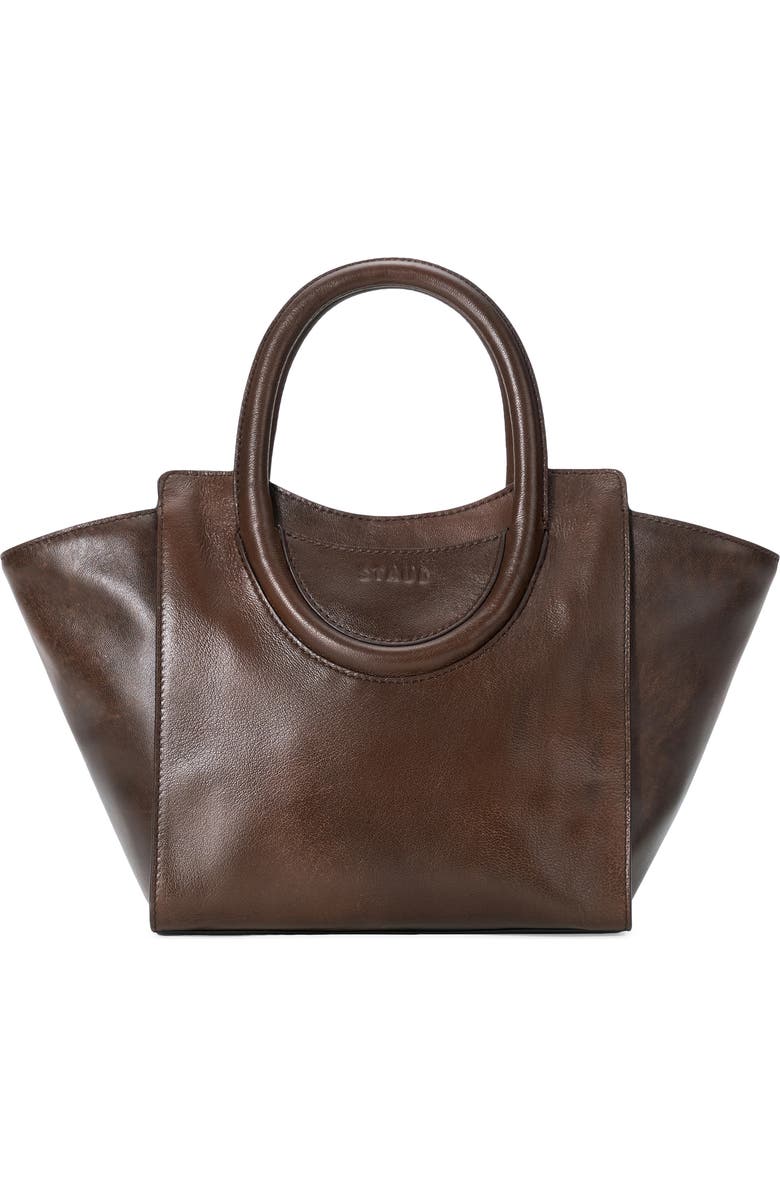 STAUD Mini Maude Leather Tote, Main, color, Espresso