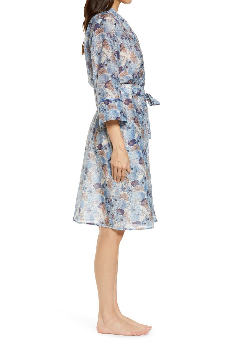 Paloma Floral Cotton & Silk Robe, Alternate, color, BLUE