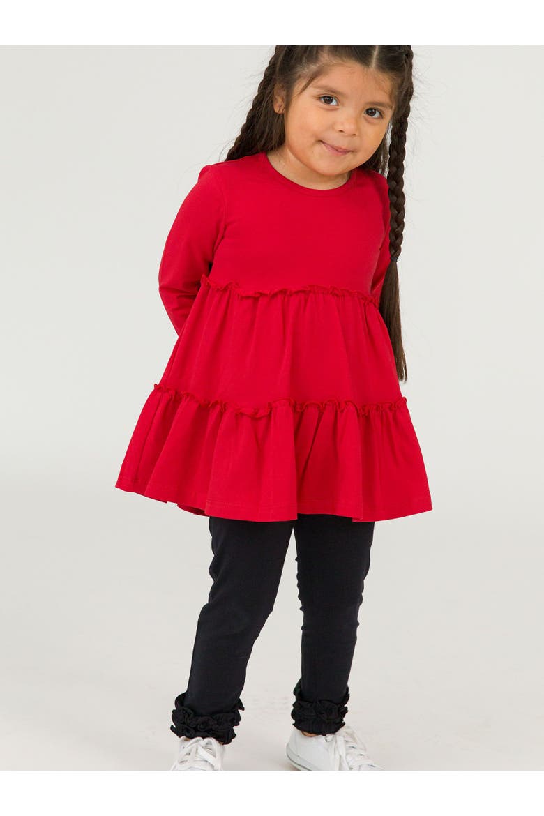 Knit Ruffle Tiered Tunic, Alternate, color, Red