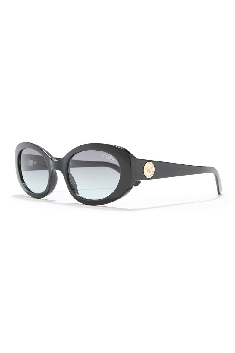 52mm Oval Sunglasses, Alternate, color, SHINY BLACK / GRADIENT SMOKE