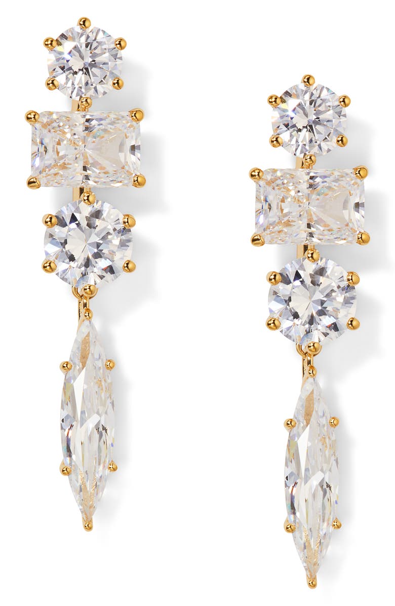 Nadri Beatrix Mixed Cubic Zirconia Drop Earrings, Main, color, Gold