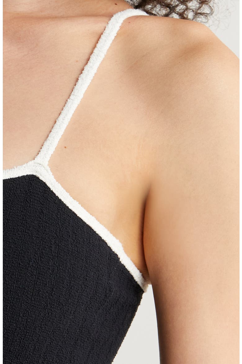 Jacelyn One-Piece Swimsuit, Alternate, color, BLACK TERRY RIB CREAM BINDED
