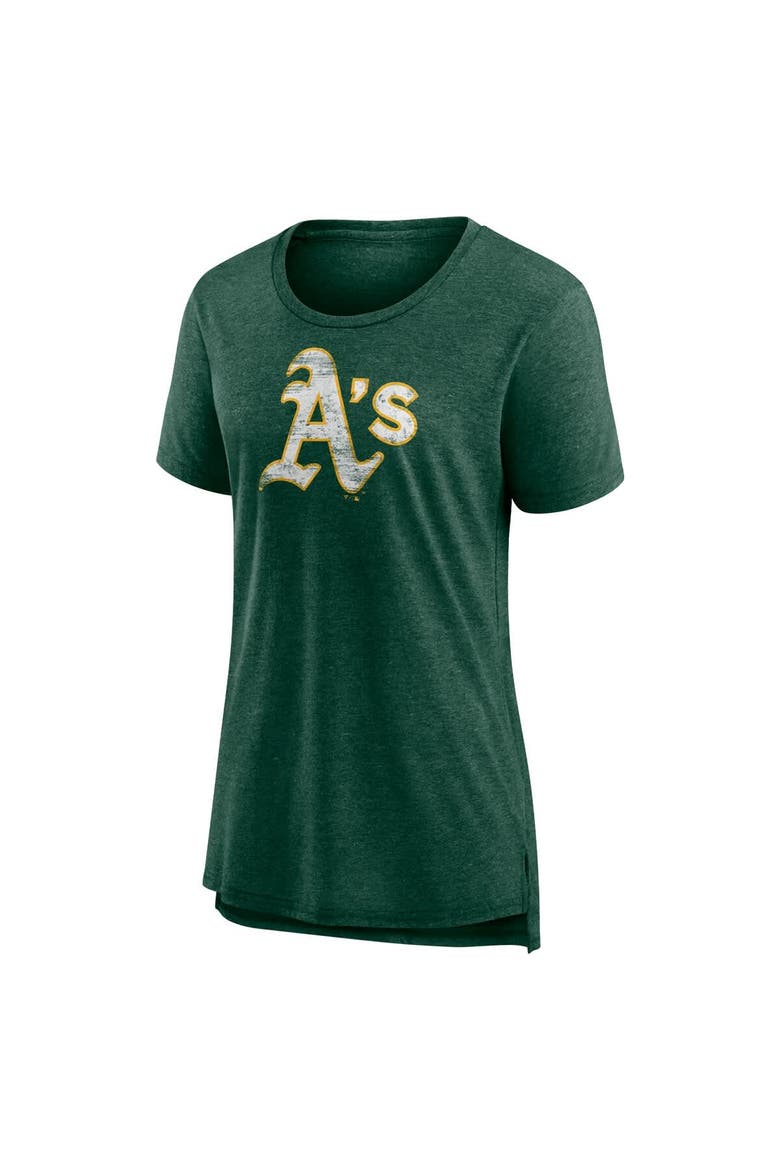 Women's Green Athletics Weathered Official Logo Tri-Blend T-Shirt, Alternate, color, Green