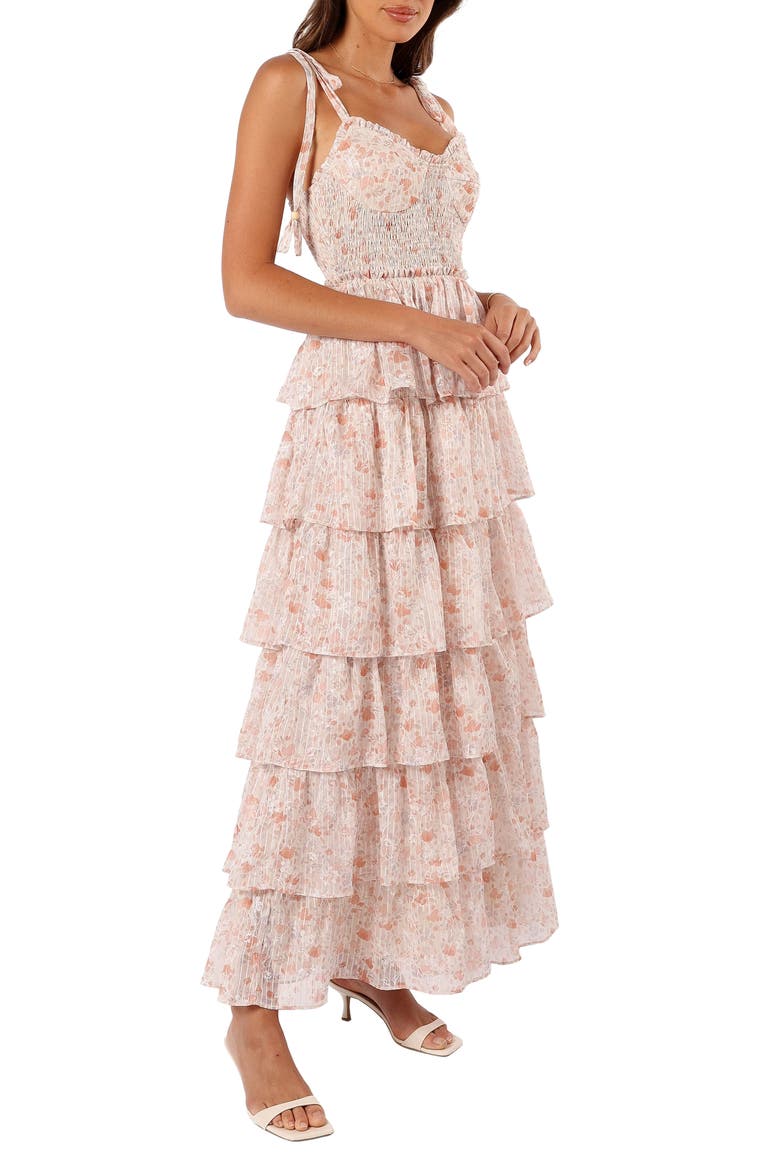 Kristah Floral Tiered Maxi Dress, Alternate, color, PEACH FLORAL