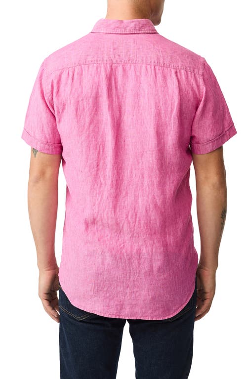 Rodd & Gunn Palm Beach Sports Fit Short Sleeve Linen Button-up Shirt In Pink