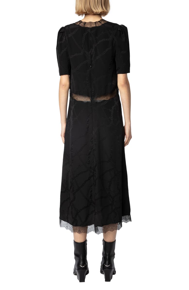 Zadig & Voltaire Redox Jac Chaines Lace Trim Silk Dress, Alternate, color, 