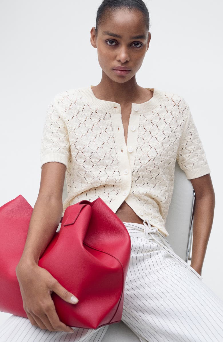 MANGO Sita Open Stitch Short Sleeve Cardigan, Alternate, color, 