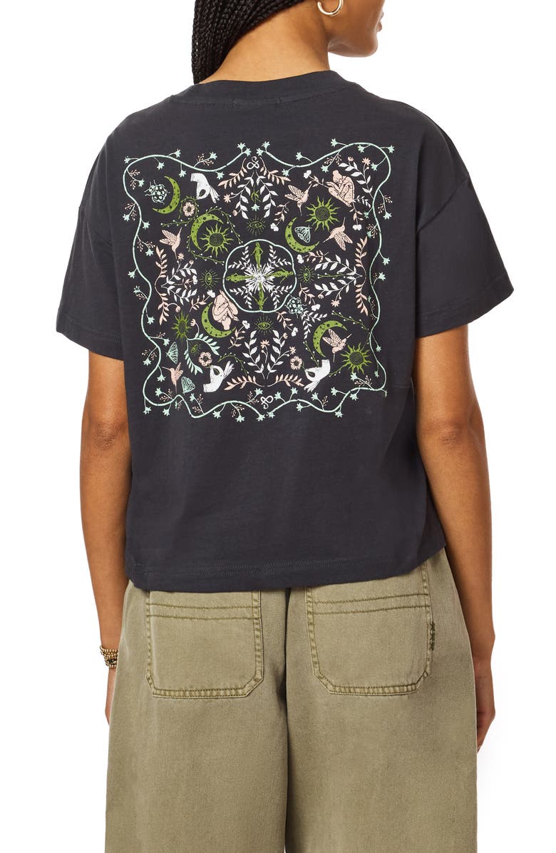 Scotch & Soda Dyed Boxy Crop Graphic T-Shirt, Alternate, color, Black Sand Pigment