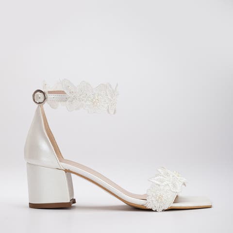 Dana Lace  Bridal Low Heel Sandals