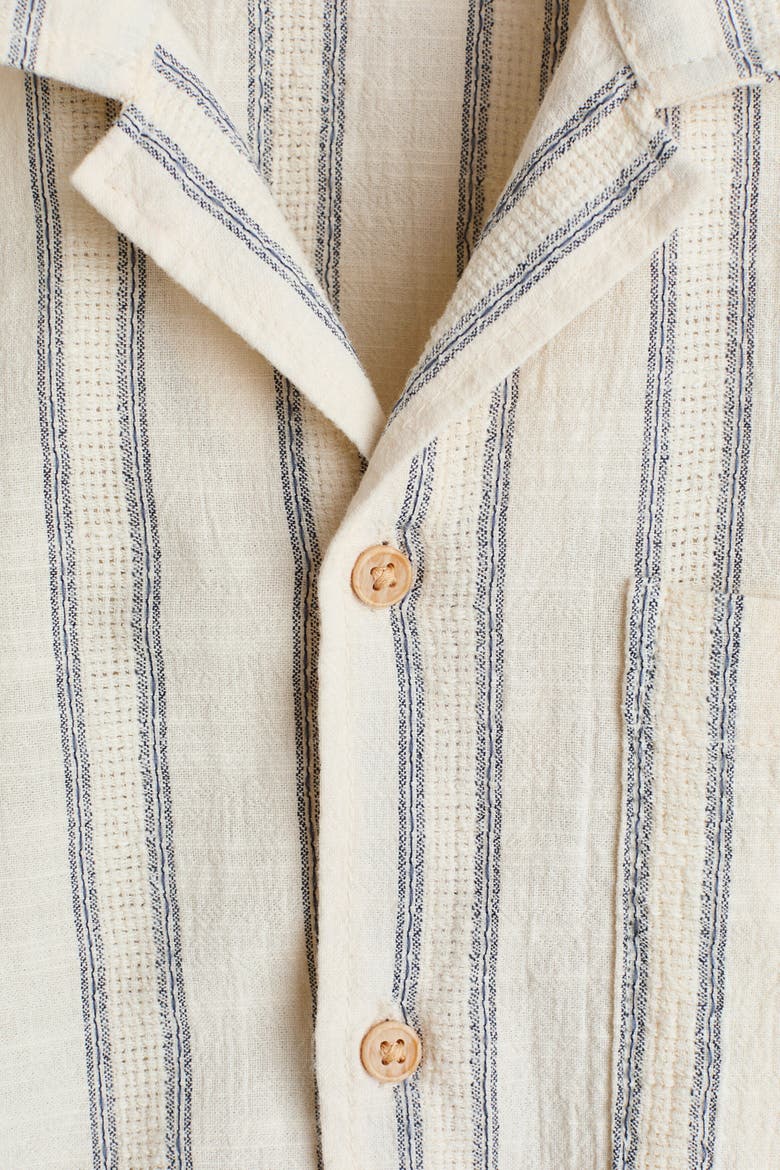 Cotton-blend Resort Shirt, Alternate, color, White/striped