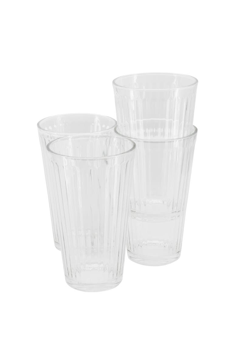 Gibson Home Moonstone 4 Piece 16 Ounce Glass Tumbler Set, Main, color, Clear