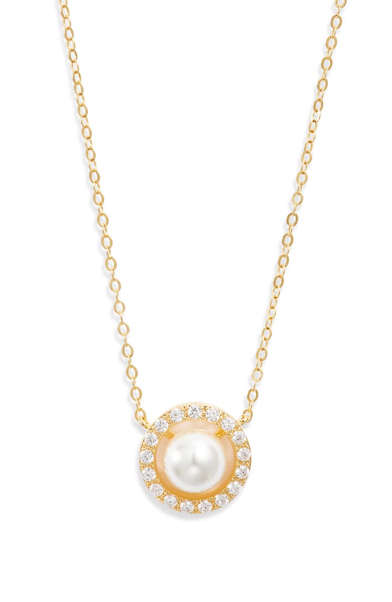 Nordstrom Dainty Cubic Zirconia & Faux Pearl Pendant Necklace, Main, color, 