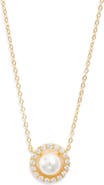 Nordstrom Dainty Cubic Zirconia & Faux Pearl Pendant Necklace