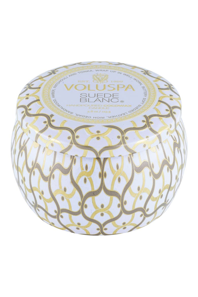 Suede Blanc Mini Tin Candle, Alternate, color, SUEDE BLANC