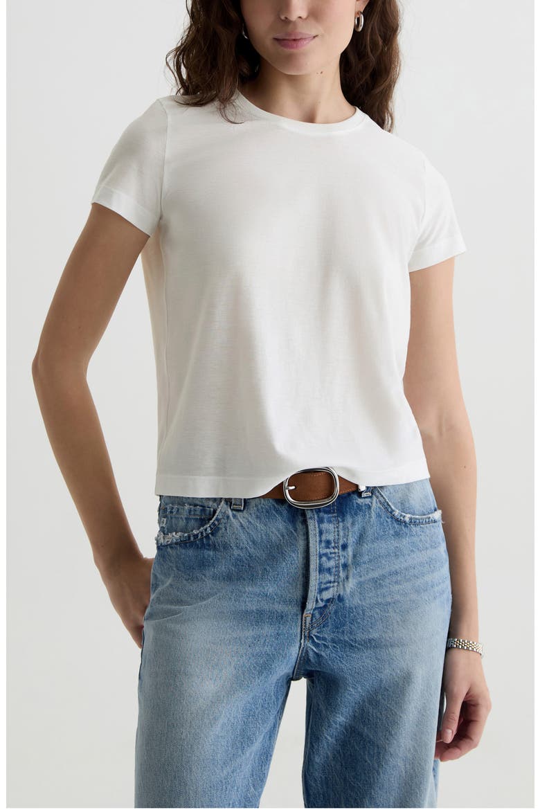 Zoie Cotton & Linen Blend T-Shirt, Main, color, WHITE