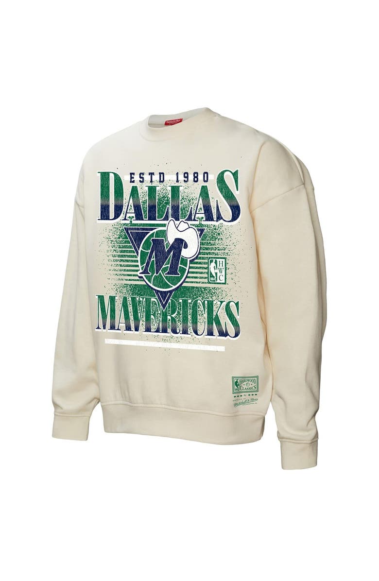 Mitchell & Ness Women's Mitchell & Ness Cream Dallas Mavericks Oversprayed Pullover Sweatshirt, Alternate, color, Cream