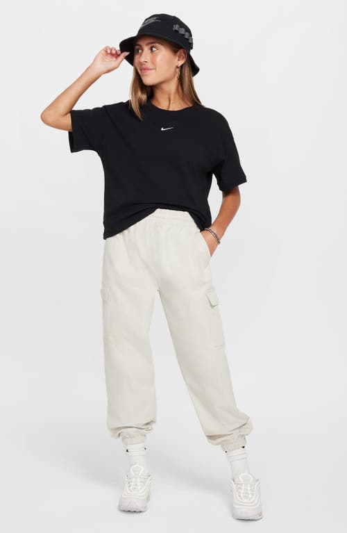 Nike Sportswear Kids' Essential Boxy Embroidered Swoosh T-shirt In Black