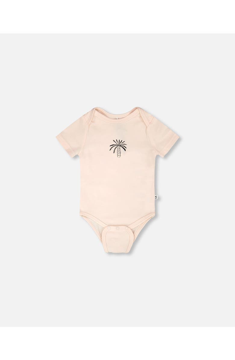 Deux par Deux Evolutive Organic Cotton Jersey Printed Palm Tree Bodysuit, Alternate, color, Peach