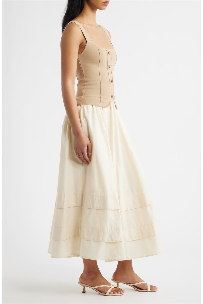 Mixed Media Midi Dress, Alternate, color, KHAKI