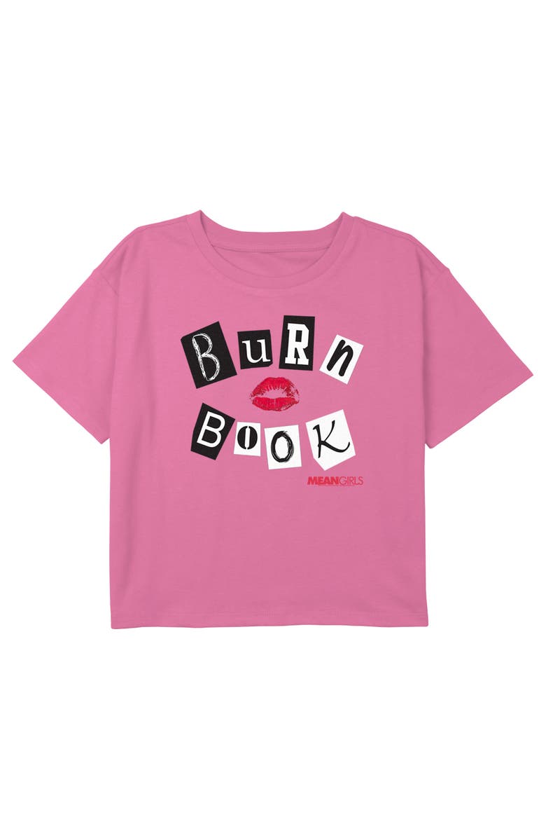Mean Girls Girl's Mean Girls Burn Book Kiss Graphic T-Shirt, Main, color, Light Pink