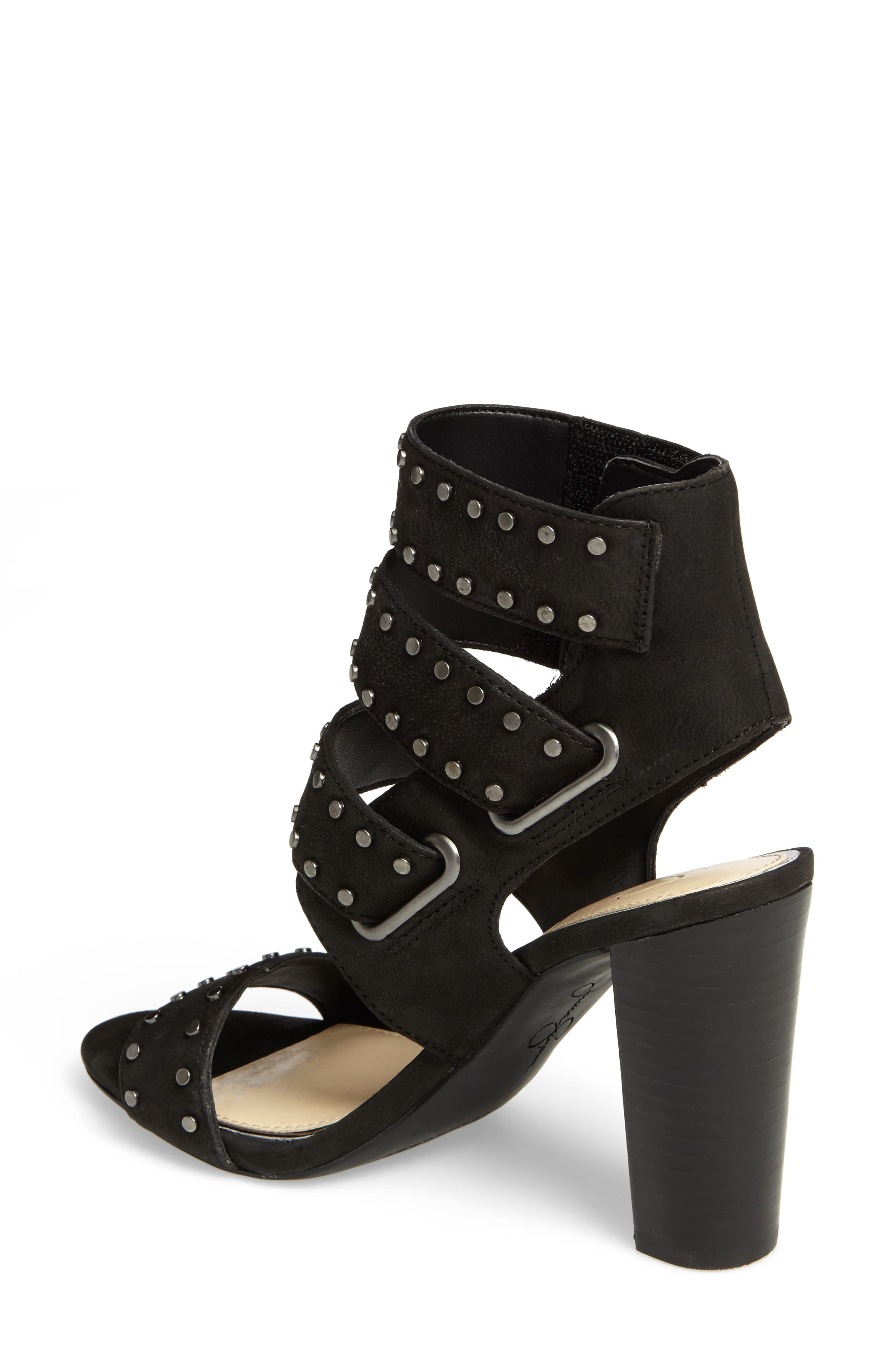 Elanna Studded Sandal, Alternate, color, BLACK LEATHER