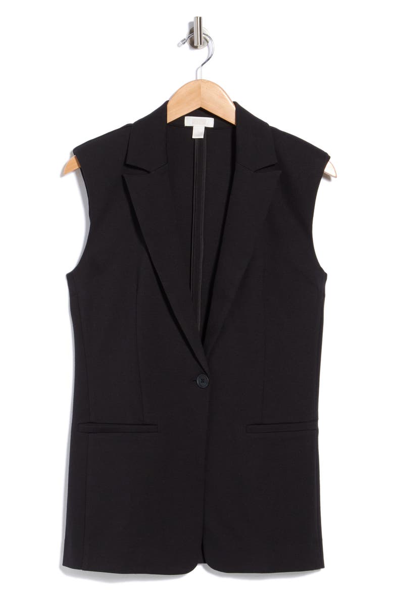 Long Ponte Vest, Alternate, color, BLACK