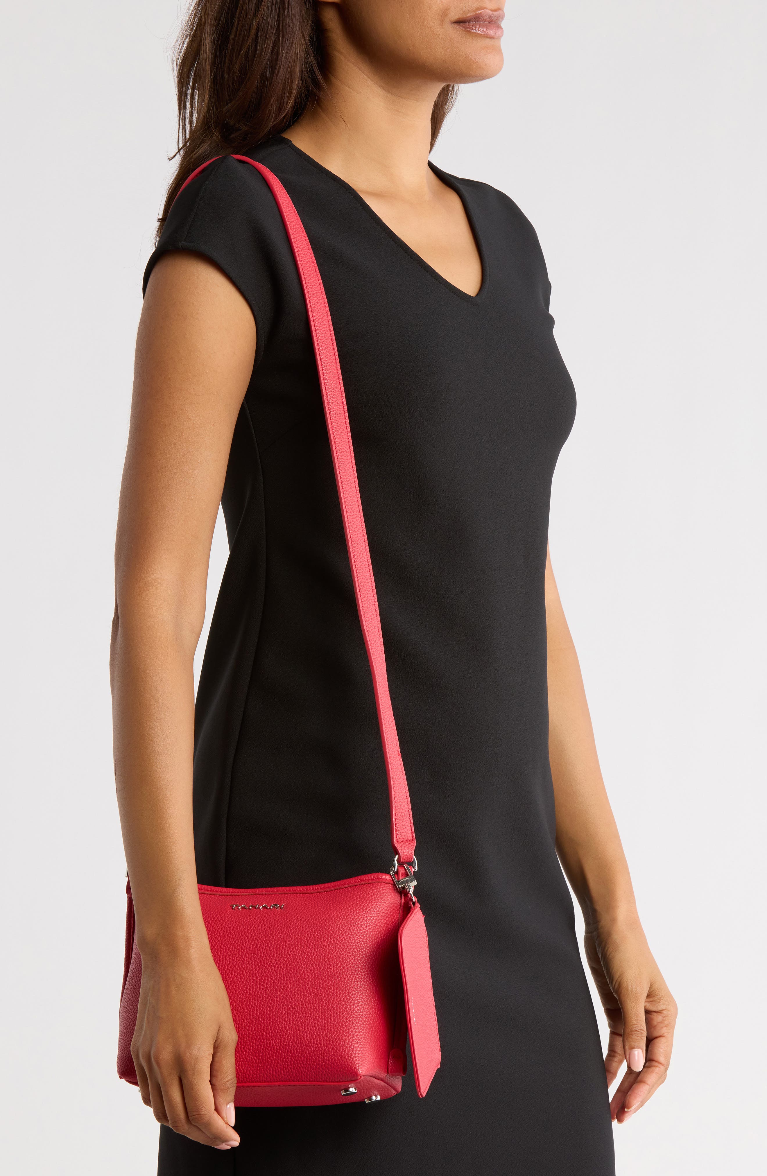 Tahari Cooper Crossbody Bag & Pouch, Alternate, color, Punch
