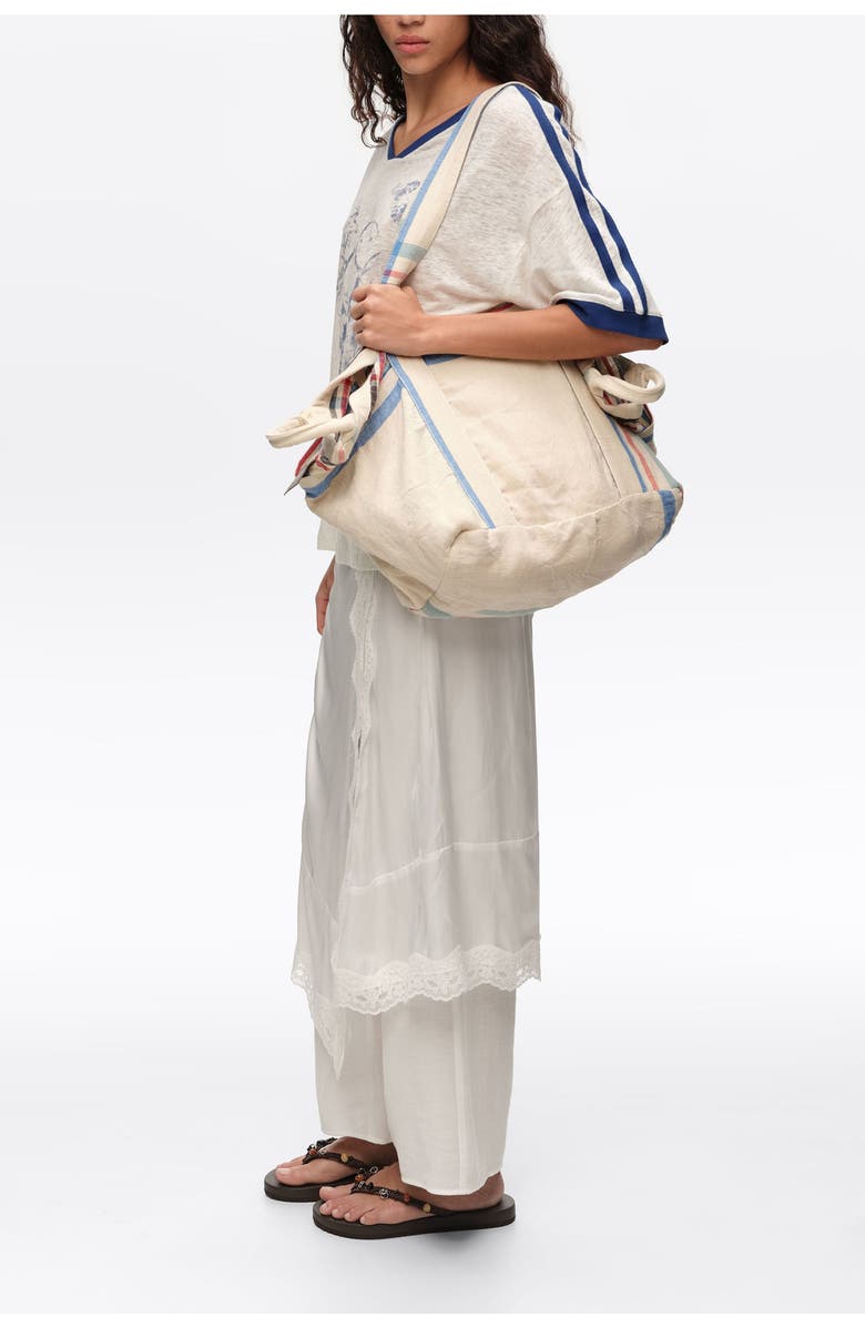 Bimba y Lola Linen Maxi Bag, Alternate, color, Ecru