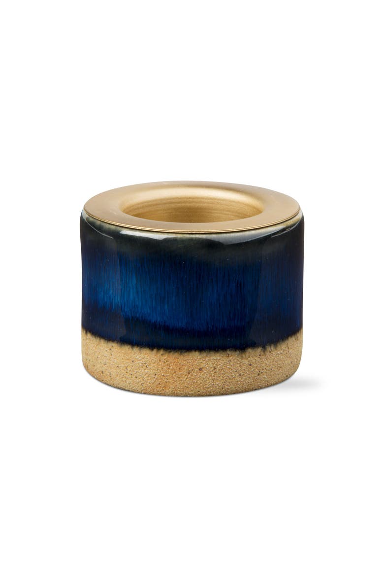 Glazed Stoneware Taper Tealight, Main, color, Blue