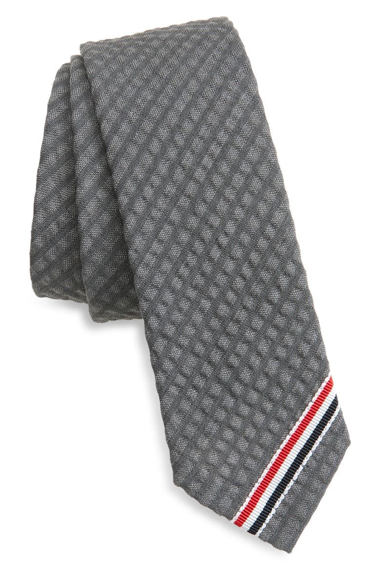 Classic Stripe Wool Tie, Main, color, LIGHT GREY