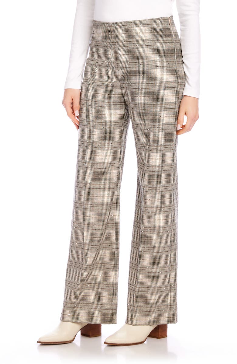 Karen Kane Sequin Plaid Straight Leg Pants, Alternate, color, Plaid