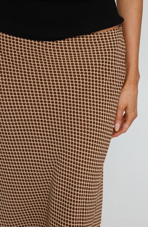 Princess Polly Suella Polka Dot Asymmetric Midi Skirt In Brown