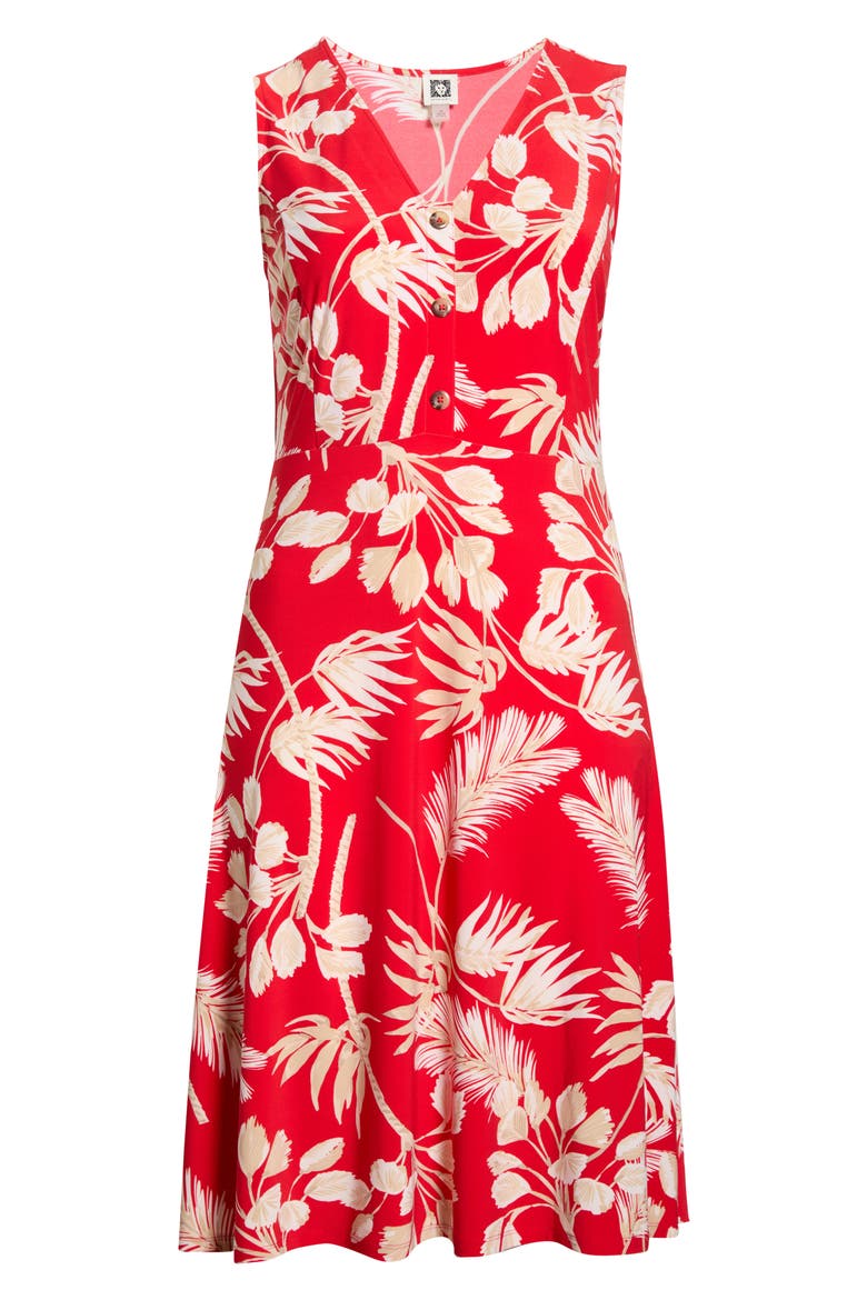 Tropical Floral Print Sleeveless Midi Dress, Alternate, color, BEGONIA RED MLT