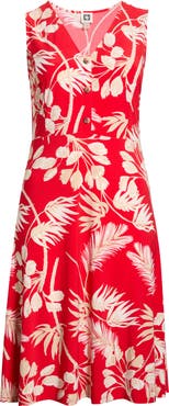 AK ANNE KLEIN Tropical Floral Print Sleeveless Midi Dress
