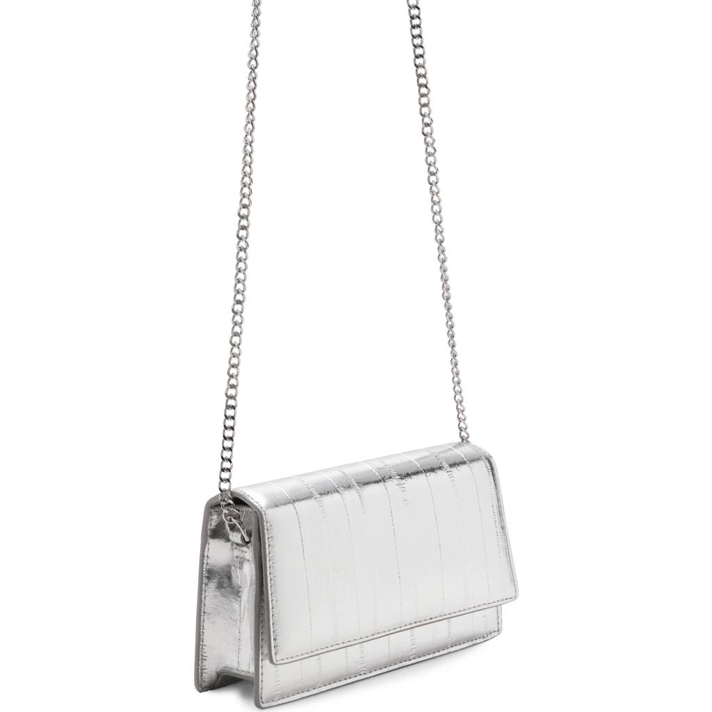 Mango Embossed Faux Leather Crossbody Bag In Silver
