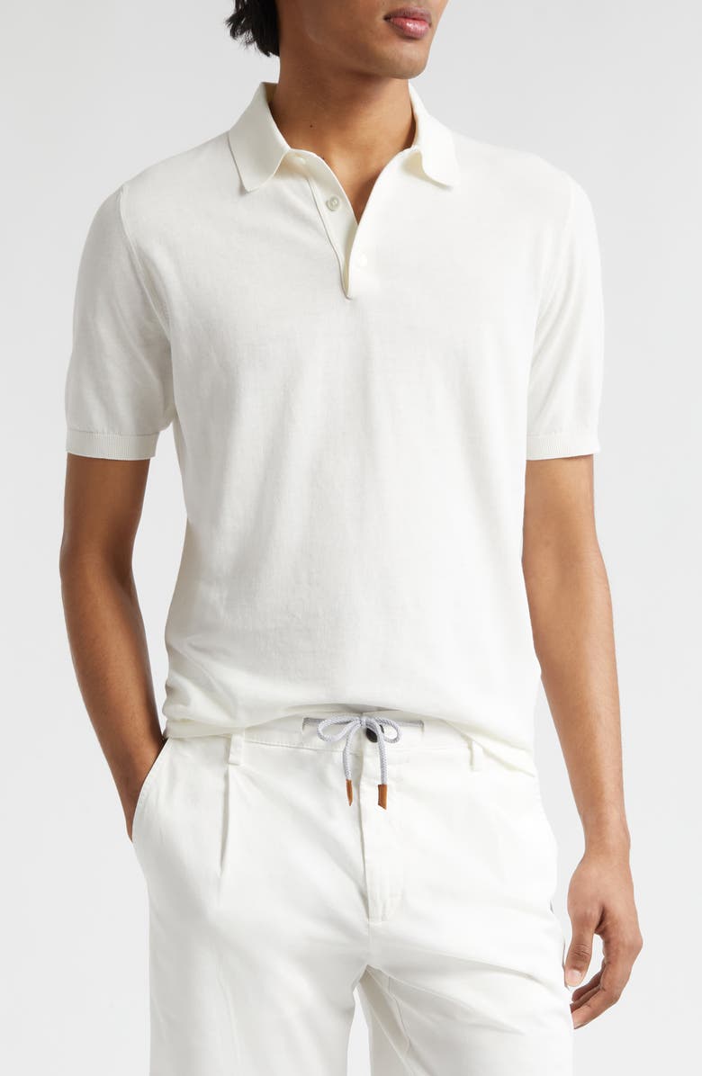 Eleventy Cotton Polo, Main, color, White
