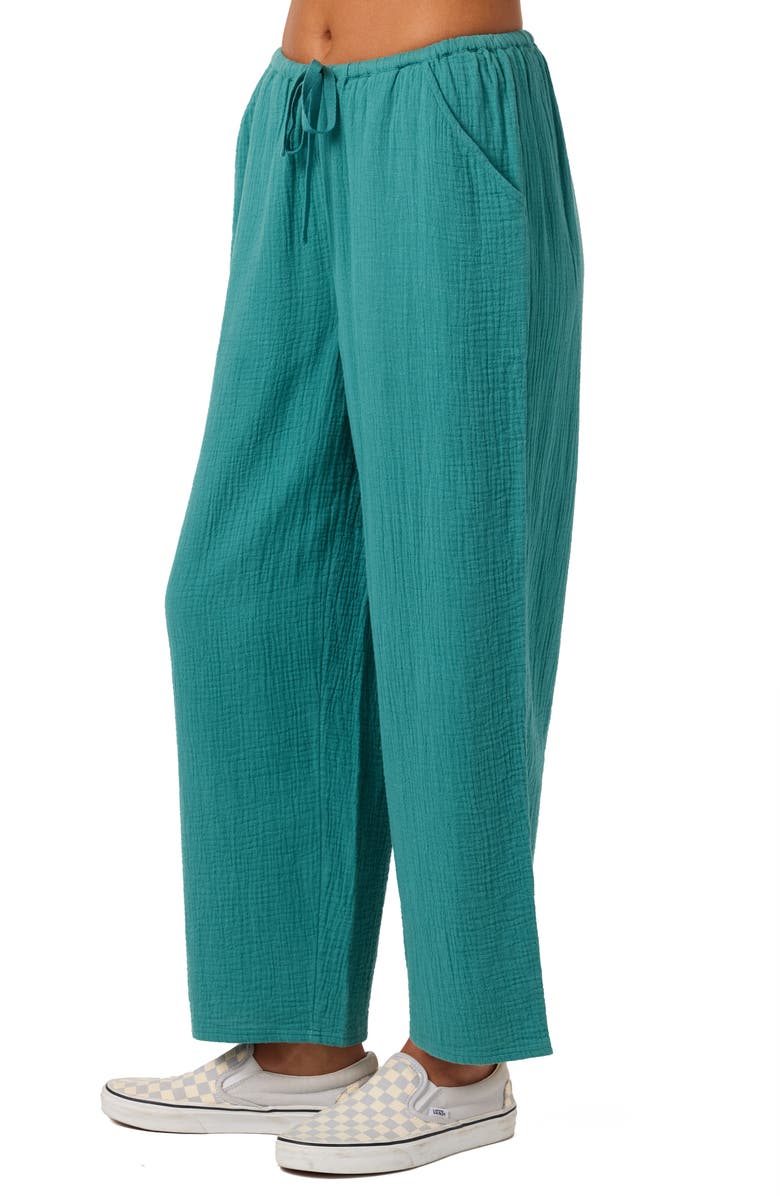 O'Neill Brenda Cotton Gauze Wide Leg Pants, Alternate, color, North Sea