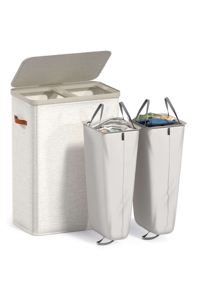 2-Compartment Laundry Hamper, Alternate, color, BEIGE
