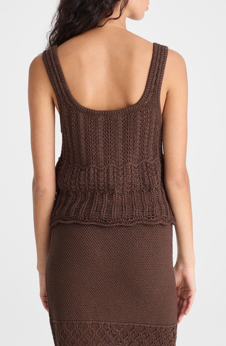 Madewell Pointelle Stitch Tie Front Cotton Sweater Tank, Alternate, color, Dark Brown