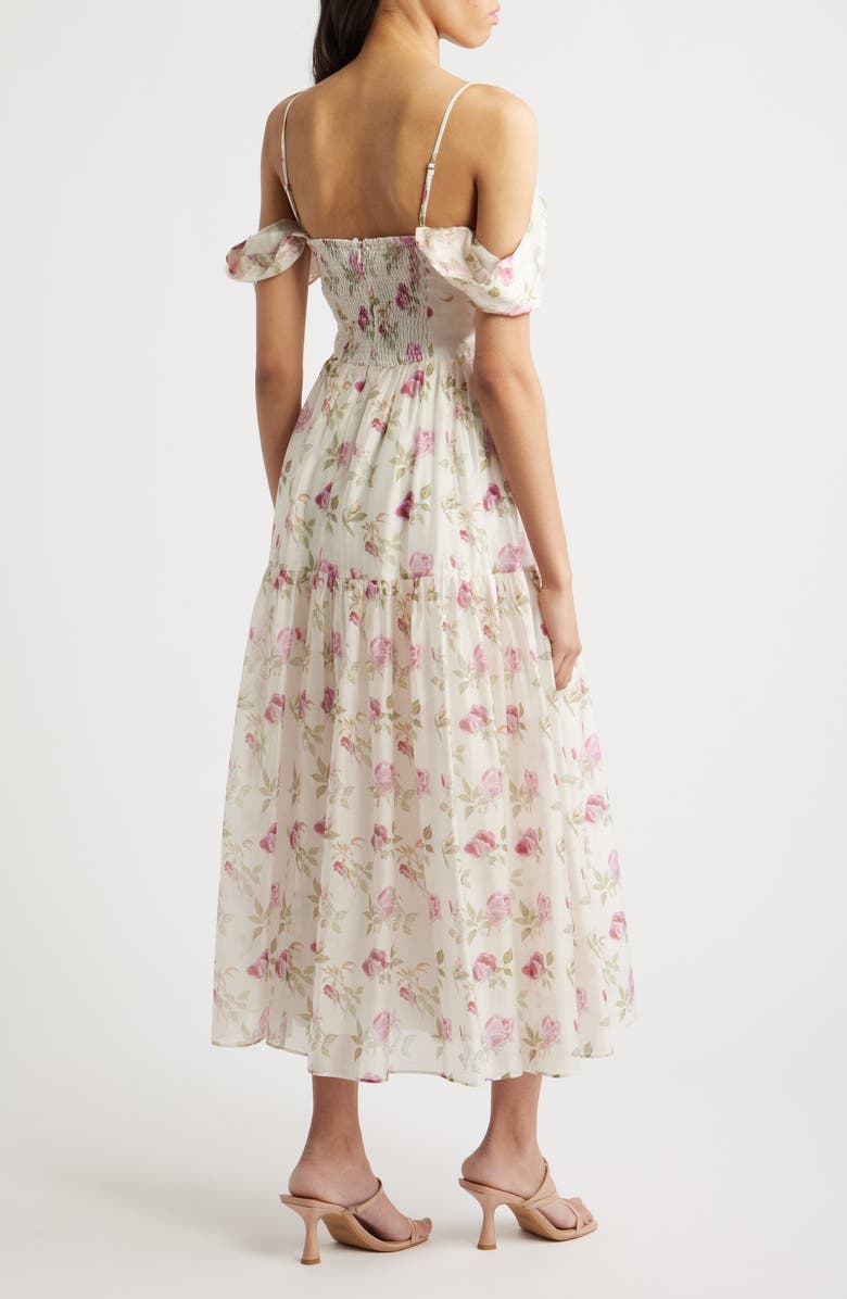 Lucy Paris Catarina Floral Cold Shoulder Dress, Alternate, color, White Floral