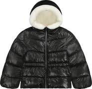 Michael Kors Kids' Faux Fur Lined Hooded Puffer Jacket