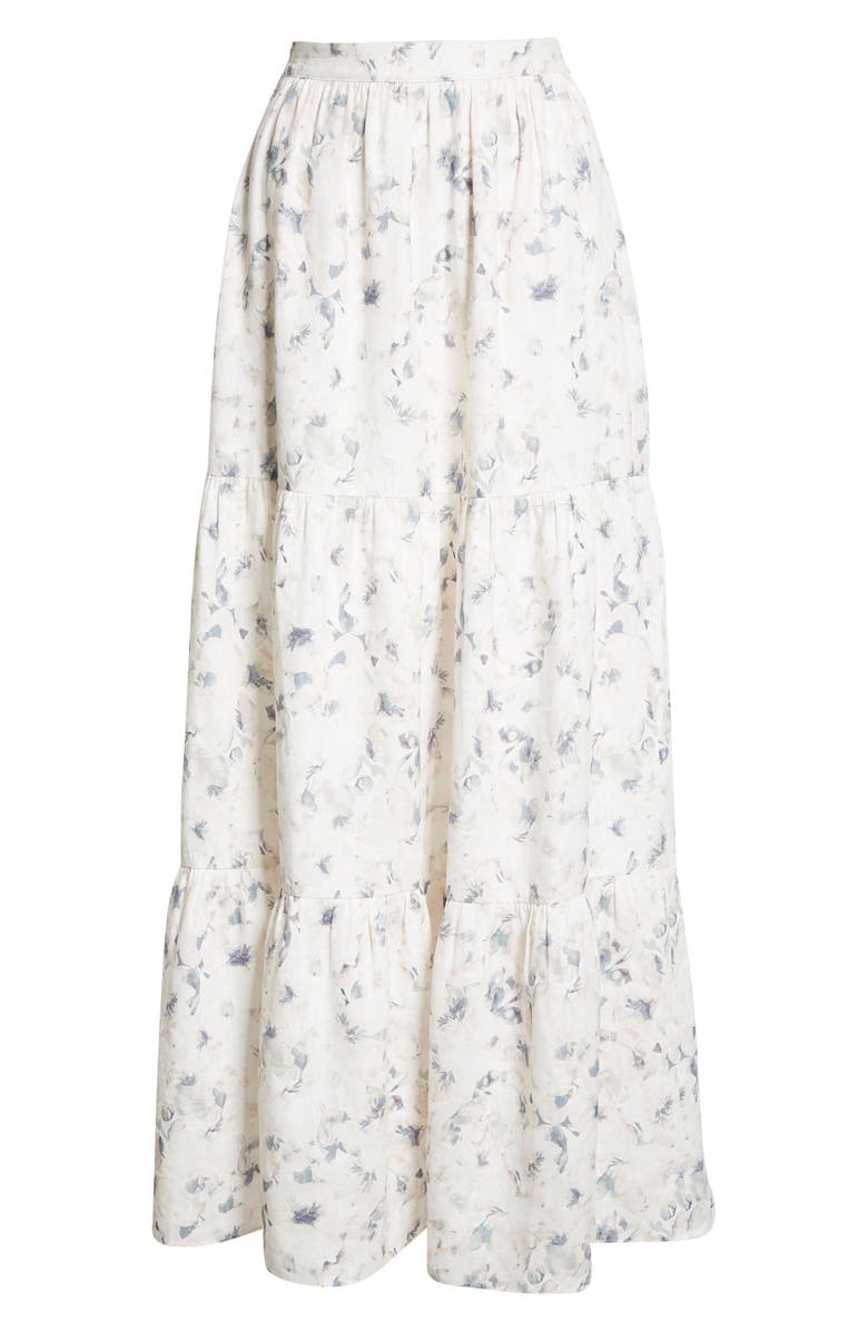 CAMI NYC Nori Floral Tiered Linen Skirt, Alternate, color, 