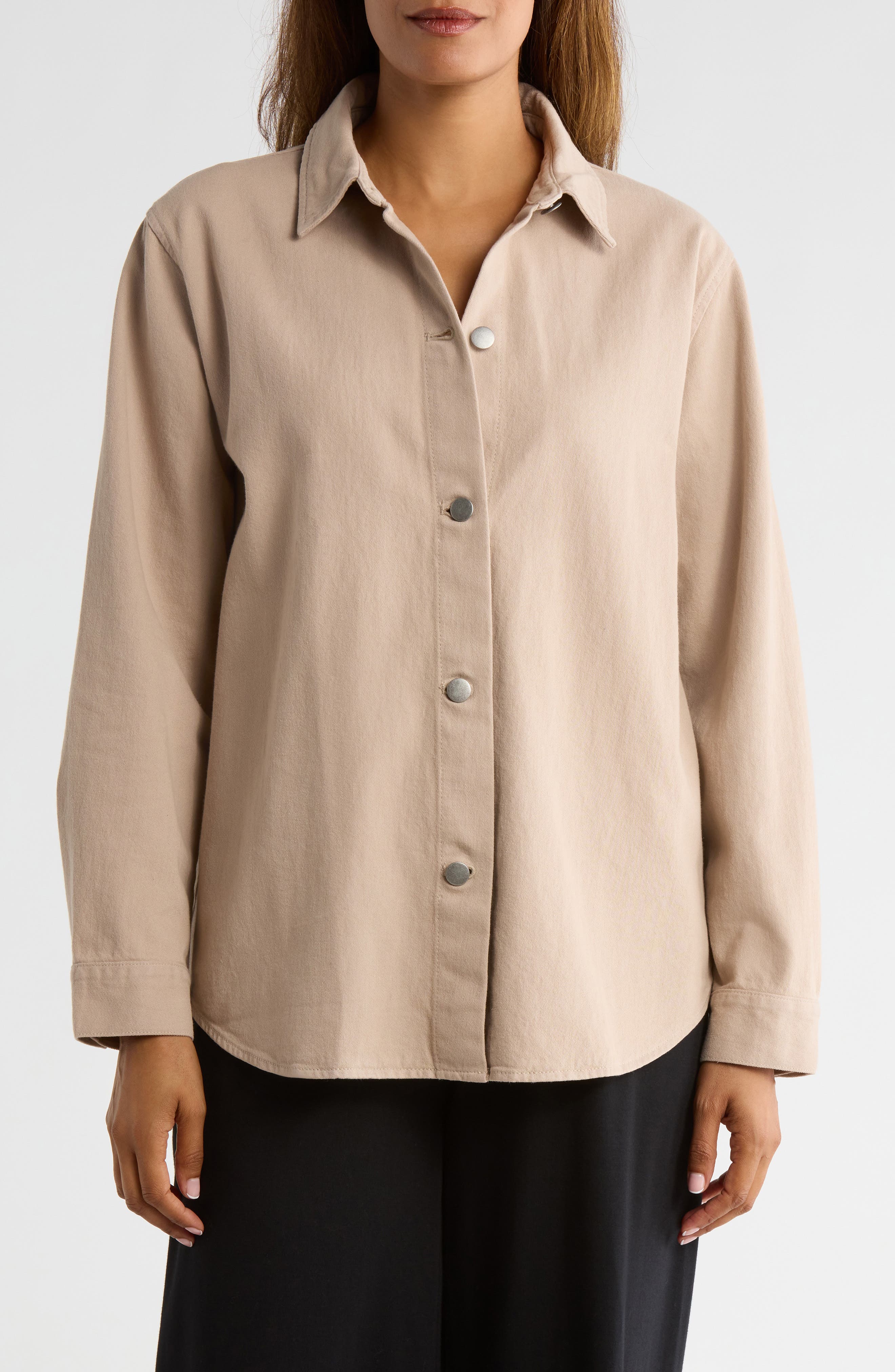 Eileen Fisher Classic Collar Organic Cotton Shirt Jacket