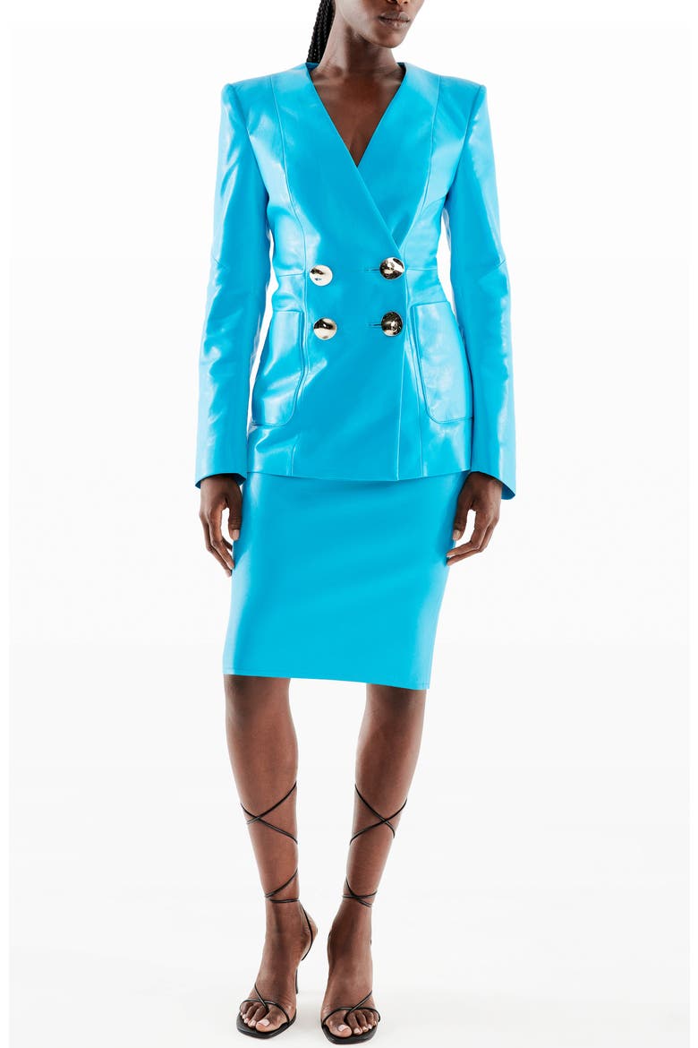 Claude Recycled Leather Blazer, Alternate, color, Fiji Blue